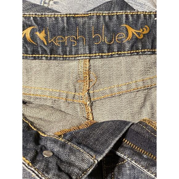 Y2K Kersh Blue Coco Jean Skirt 30 Denim Long Maxi Fringe Tulip Flare Modest 10 - Picture 2 of 5